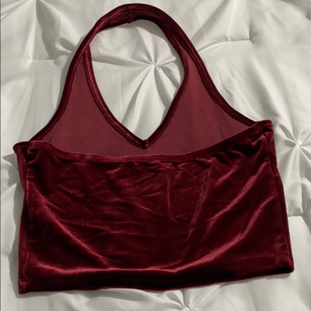 ❗️SOLD❗️NWOT VELVET HALTER CROP TOP - Picture 2 of 2